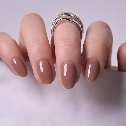 CurvLife Extra Short Almond Press On Nails, Mocha Muse Mocha Brown - color: B4 - Mocha Muse