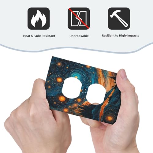 Art Starry Night Duplex Outlet Cover Plate - color: Abstract Sky with Star Forest, size: 1 Gang Duplex/5x3 IN