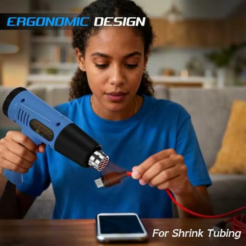 Heat Gun, 900W Hot Air Gun with 2 Temp Settings 572 & 1112°F, Overload Protection, 4 Nozzles, 5FT Cord, Heat Shrink Gun for Crafts, Resin, Vinyl Wrap, Soldering & Phone Repair