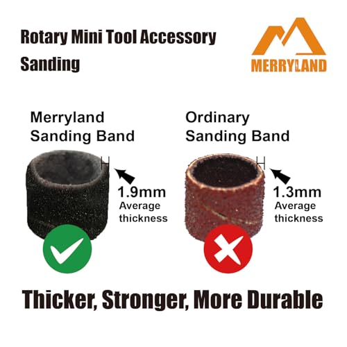 Merryland 184 Pack Sanding Drum 1/2 inch 80 Grit Drum Sander for Dremel - size: 80# 1/2" Sanding Band 184pcs