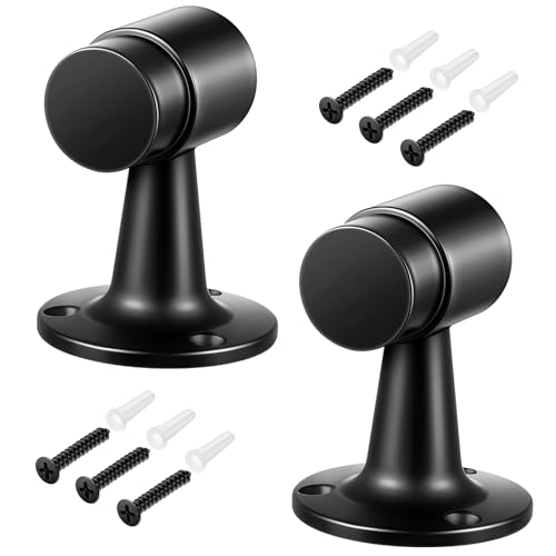 Yaocom 2 Pack Heavy Duty Floor Mounted Door Stop 3 in Aluminum Commercial Grade Door Stopper with Rubber Bumper & Stainless Steel Screws (Black) - color: Black
