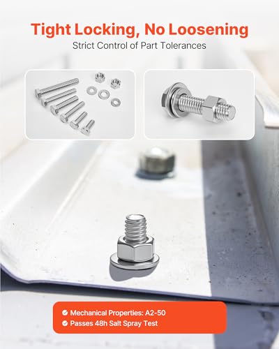 VEVOR 246 Pcs Bolts and Nuts Assortment Kit, Imperial Screws and Flat Washers, Stainless Steel 1/4-20,5/16-18,3/8-16, Spring Lock Washers for Furniture/Equipment/Vehicle Assembly with Case - size: 246 PCS - Imperial (1/4-20, 5/16-18, 3/8-16)