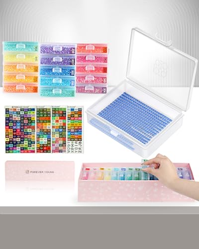 forever young 15PCS Diamond Painting Storage Containers Trays - size: 15pcs Portable set