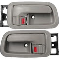 Pair of Interior Door Handles W/Bezel (Light Gray) for Toyota Tundra (Standard/Regular/Extended Cabs ONLY) 2000 2001 2002 2003 2004 2005 2006,Front Left Driver & Right Passenger Side - size: Front Left & Right