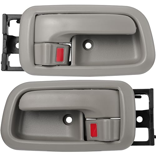 Pair of Interior Door Handles W/Bezel (Light Gray) for Toyota Tundra (Standard/Regular/Extended Cabs ONLY) 2000 2001 2002 2003 2004 2005 2006,Front Left Driver & Right Passenger Side - size: Front Left & Right