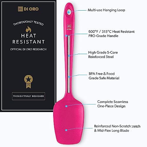 DI ORO Silicone Spoonula - Spoon Spatula, 600F Heat Resistant, Magenta - color: Magenta