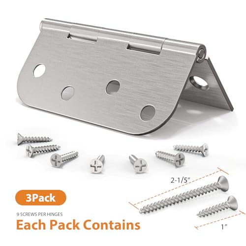 Brushed Nickel Door Hinges 4 Inch 3 Pack with Square & 5/8" Radius - color: Brushed Nickel-Square&Round, size: 3 Pack
