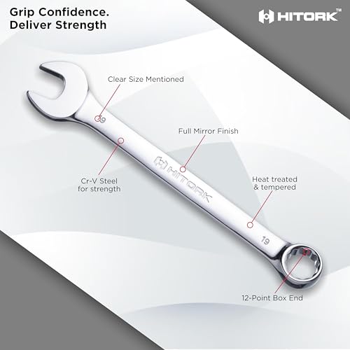 HITORK 19 Piece Metric Combination Wrench Set, 6-24 mm, CR-V, Storage Pouch - style: 19 Piece Set Metric