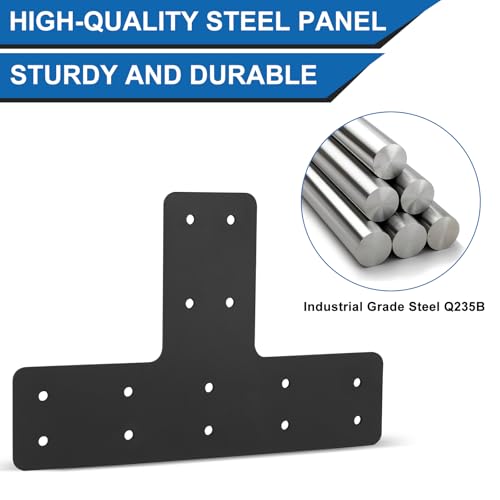 T Post Bracket 4pcs,12"x8" Flat Mending Plate,T Shape Brackets - style: T-shape(12X8X3)