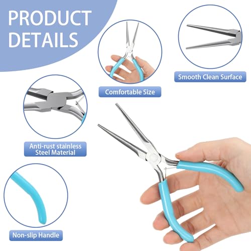 2pcs Long Needle Nose Pliers, 5.9 Inch Long Needle Nose Pliers Jewelry Making Tools Chain Plier Craft Plier for Wire Bending, Repair, Object Grasping - color: Blue-5.9 Inch