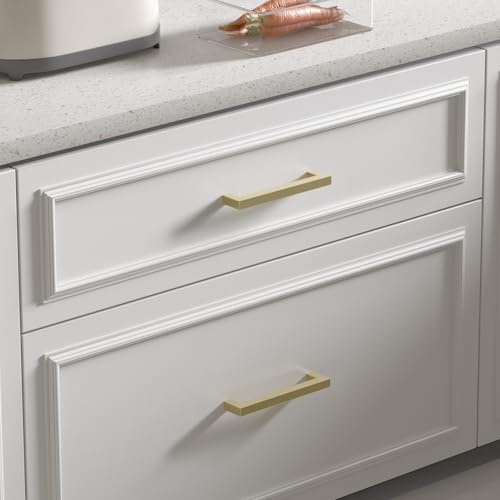 Goldenwarm 3 Inch 10 Pack Gold Cabinet Handles Kitchen Drawer Pulls - color: Gold, size: 3'' Hole Center