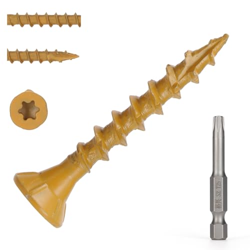 Wood Screws #8 x 1-1/4’’, T25 Star Torx Drive Flat Head Deck Screws, Tan, 194Pcs (1lb) - color: Tan, size: 8X1-1/4’’