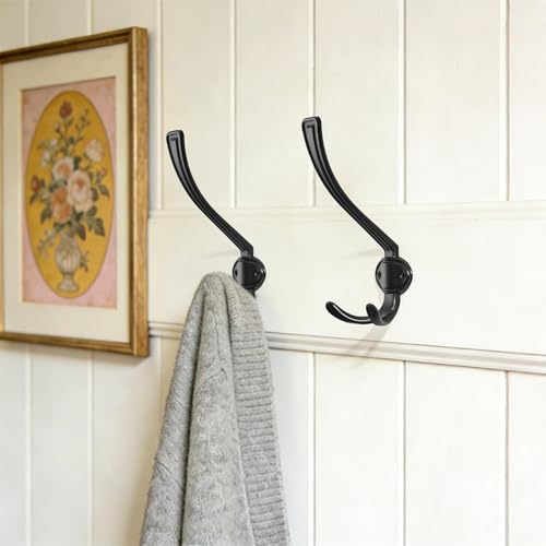 TUNNY Coat Hooks - Heavy Duty Hooks-Matte Black Coat Hooks, Pack for 3 Entry Shoe Cabinets On Door Hanger, wall Hook for Hanging Towel,Purse, Robe, Backpack, Jacket, Clothes - for Bathroom - color: Matte Balck