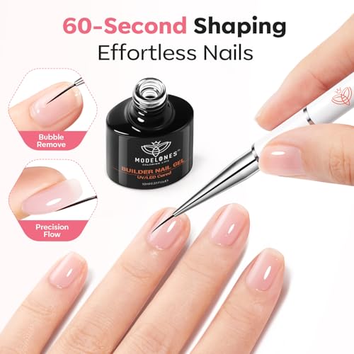 modelones Builder Nail Gel, Clear Builder with Detachable Liner Nail Brush - color: Liner Brush Builder Nail Gel Clear