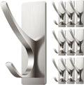 10 Pack Self Adhesive Towel Hooks: Extra Strong 13LB, Stainless Hook for Hanging Loofah, Towels, Coat, Bath Robe Bathroom Shower, Brushed Nickel - color: Brushed Nickel, size: 10 Pack
