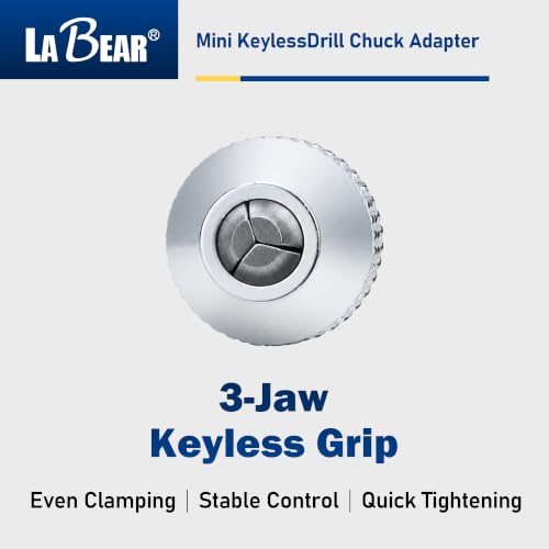 LABEAR Keyless Mini Drill Chuck Adapter, 1/4" Hex Shank, 0.3-3.2mm - size: 0.3-3.2mm