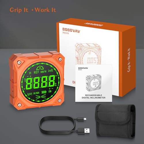 Rechargeable 4-Side Magnetic Digital Angle Finder, 4×90° & 2×180° Electronic Inclinometer Protractor Level Gauge for for Woodwork, Miter Saw, Hanging Frames - size: No laser