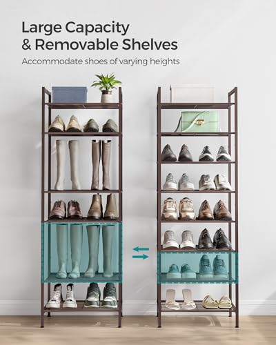 SONGMICS 8-Tier Metal Shoe Rack, Vertical Shelf, Holds up to 18 Pairs - color: Bronze, size: 8 Tiers (12"D x 17.6"W)