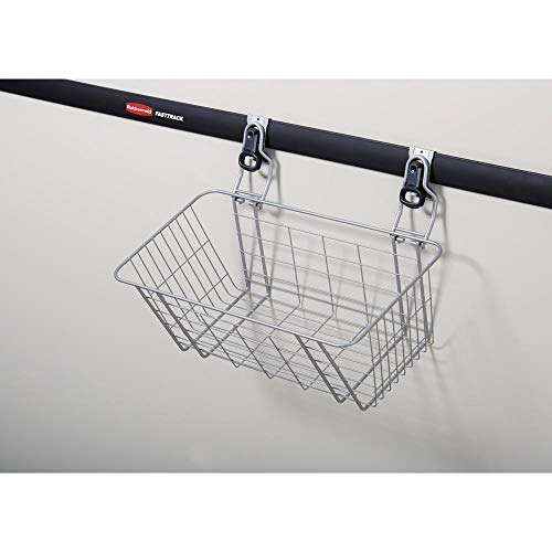 Rubbermaid Garage FastTrack Wire Mesh Basket Wall Mounted Storage System Holds up to 50 pounds Satin Nickel for Tool/Toy/Sports Equipment - style: Wire Mesh Basket
