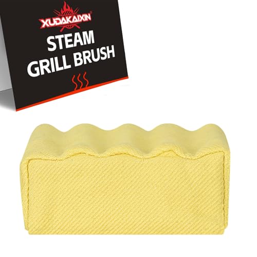 XUDAKAIXIN Bristle-Free Steam Cleaning Grill Brush,Unique Wavy Pad Seamless-Fit Cast Iron/Stainless-Steel Grates,BBQ Replaceable Scraper Cleaning Head(No Handle) - color: Aramid Fiber Steam Grill Brush Replacement Head