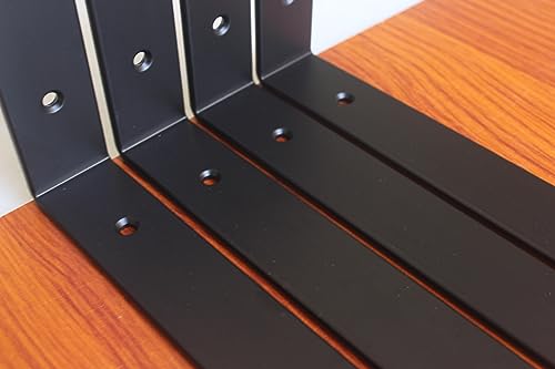 12 Pack - L 10" x H 6" x W1.5, 5mm Thick Black L Shelf Bracket, Iron Shelf Brackets, Metal Shelf Brackets, Floating Shelf, Shelf Supports with Screws - size: 10''x6'', style: Black 12 Pack