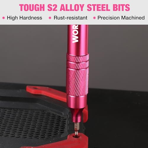 WORKPRO 24 in 1 Multi Bit Mini Screwdriver Set Magnetic, Pink - color: Pink