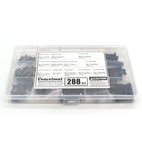 Guitar Screws Kit 304 Stainless Steel Luthier Parts-kit for Tele/Strat/SQ,Switch,Tuner,Machine Head, Neck Plate,Pickguard,Guitar Strap End Pins,Pickup,Bridge,Guitar DIY Kit(Metric, Black) - color: Black
