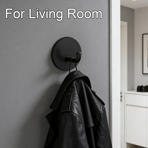 8-Pack Adhesive Wall Hooks for Bathroom Kitchen Towels Coats, Black - color: Black