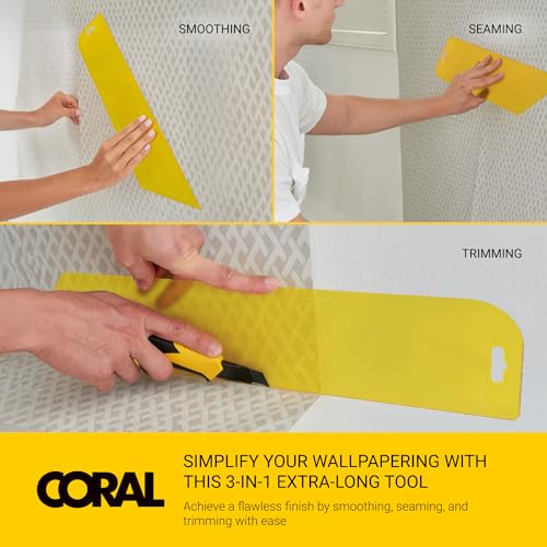 Coral 69502 Paperwiz XL Wallpaper Tools - Smoothing Tool for Peel and Stick Wallpaper - Wallpaper Smoothing Tool & Hanging Tools - Install Kit Includes Wallpaper Smoother Tool for Easy Application