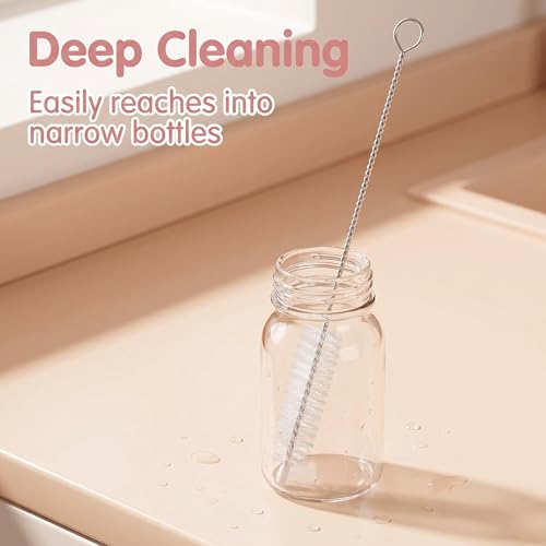 4 Pack Straw Cleaner Brush, Reusable Metal Handles Straw Cleaner Brush Extra Long for Stanley Mug 40, 30, 20 oz, 10mm Wide for Sippy Cup, Water Bottle and Tubes - color: Clear*4