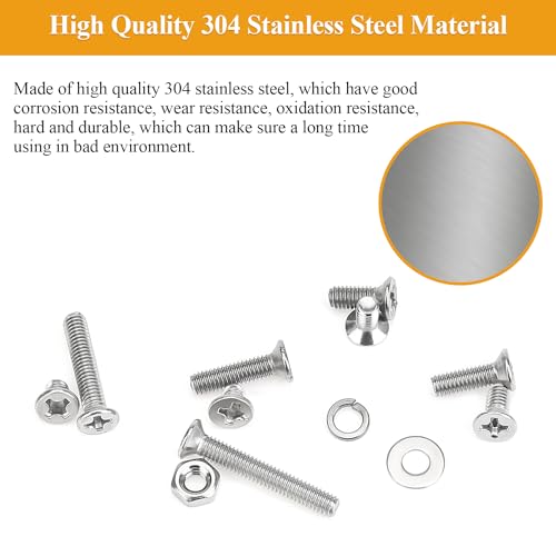 565 Pieces M3 Machine Screws Nuts Washers Set, Sutemribor M3 x 4/6/8/10/12/16/20mm Phillips Countersunk Head Machine Screws Nuts Washers Assortment Kit, 304 Stainless Steel, Fully Threaded - size: M3, style: Phillips Countersunk Head
