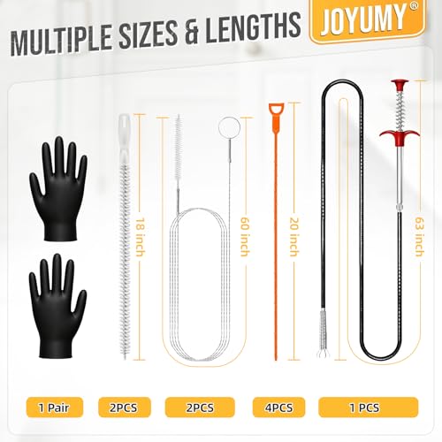 10PCS Drain Snake Kit, 63" Heavy Duty Plumbing Auger, 60" Sink Snake Brush, 20" Clog Remover, 18" Cleaning Brush with Gloves, Pipe Cleaner for Kitchen Sink, Bathtub, Toilet, Sewer Drainage - style: 10SET Light Duty