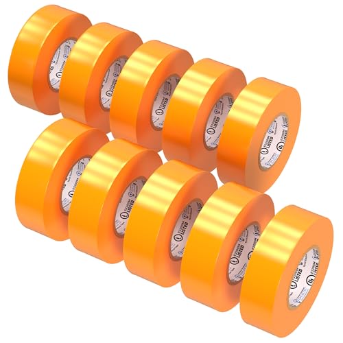 OHLECTRIC Professional Grade Vinyl Electrical Tape (10 Pack) Orange - 7 Mil Thick Flame-Retardant, Heat & Weather Resistant 3/4 Inch x 60 Feet | Ideal for Contractors & Electricians - size: 10 Roll, style: Orange