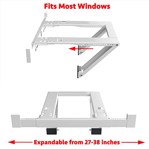 Premium Heat Pump Drill-Less Window Air Conditioner & Heat Pump Bracket - Patented Model Drill-Less Window AC Support - Supports Air Conditioners Well Over 200 lbs. - 2024 Updated - size: DRILL-LESS 2024