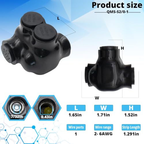 1-Port Single-Sided Inline Splice Connector 2/0-6 AWG - size: 2/0-6AWG