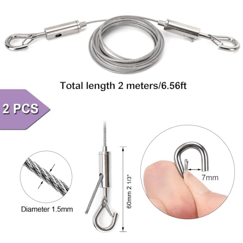 2 Kit Adjustable Picture Hanging Wire Heavy Duty, Supports 50 lbs