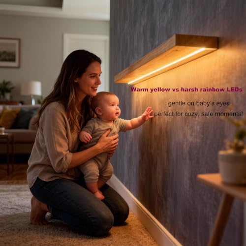 ROGMARS 60 Inches Long Walnut Floating Shelves with Led Light - color: Walnut, size: 60 Inch set of 2