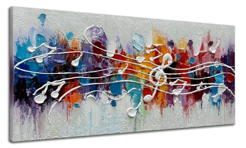 zoinart Colorful Music Symbol Oil Painting Wall Art Abstract Textured Art, Creative Pattern Wall Decor, Modern Artwork for Living Room Bedroom Decorations - color: YH-B202