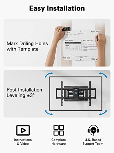 Pipishell Full Motion TV Wall Mount for 40–82 inch TVs, Swivel TV Wall Mount with Smooth Dual Arms, Wall Bracket Fits Most 55+ 65+ 75+ TVs, Max VESA 600x400mm, Fits 12″/16″ Wood Studs, up to 110 lbs - style: Fits 40-82" TVs / Max 16" Wood Stud
