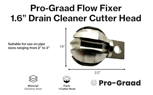 Flow Fixer Drain Cleaner Cutter Head 1.6", Ball, Slotted, for 2" - 3" Pipes - style: 1.6" (for 2" Pipes) Drain Cleaner Cutter Head