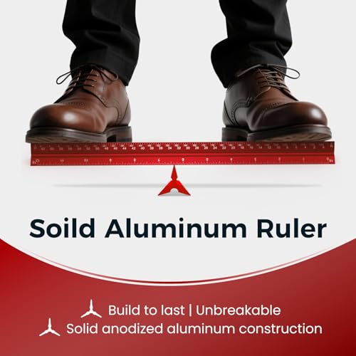 Rena Chris 2PCS Architectural Scale Ruler: 12" Imperial Aluminum Alloy Metal Architecture Measuring Tools, Engineering Drafting Construction Drawing Blueprints Triangular Architect Scaling Rulers - color: Red+Blue