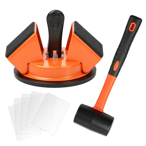 Floor Gap Fixer Tool Heavy Duty Suction Cup Lifter - Laminate, LVP, Vinyl & Hardwood Flooring Gap Repair Kit with Rubber Mallet & Nano Pads
