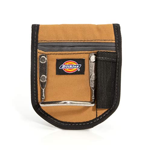 Dickies 2-Compartment Hammer Holder for Tool and Work Belts, Durable Canvas, Includes Tool Loop and Pocket, Fits up to 4.5-inch Belts, Tan/Grey - color: Tan