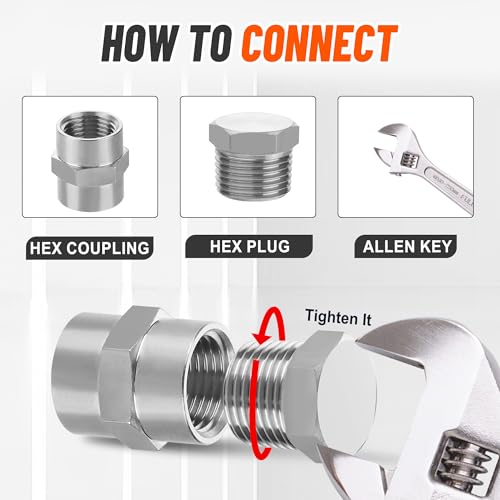 20PCS Stainless Steel Pipe Hex Head Plugs,1/8" 1/4" 3/8" 1/2" 3/4" - size: Hex Plug