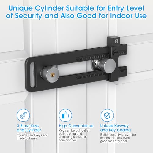 AST Double Door Security Lock, Adjustment Range 4.9”~12.2" (124~310mm) - style: Matte Black with Extended Locking Adjustment Range