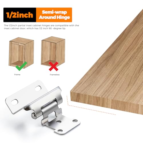 Ravinte Polished Chrome Semi-Overlay 1/2 inch Self-Closing Hinges, 10 Pack - color: Polished Chrome