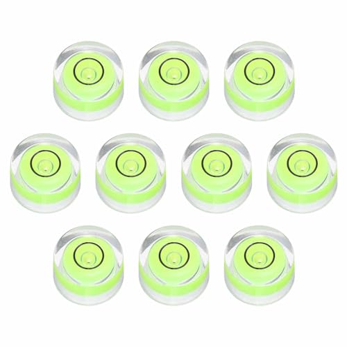 10pcs Round Bubble Level 14x8mm - Mini Circular Bullseye Spirit Levels Measuring Layout Tools for Leveling Camera/Tripod/Telescope/Workshop/Turntable/Pictures Frame, Green - color: Green, size: 14x8mm