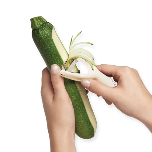 WitnyStore Kitchen Tool 5⅞" Long White Plastic Handle Stainless Steel Wavy Peeler Grater Shredder - Thai Cooking Utensils Multipurpose Portable Hand-Held Cookery Equipments for Food Fruit Vegetable