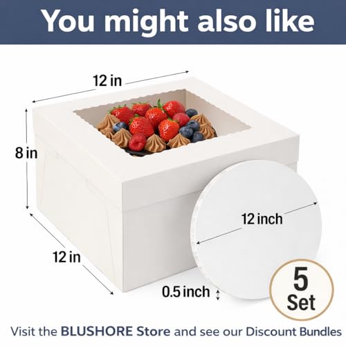 BluShore Cake Boards Tiering Kit - Cake Board 10 Inch, 8 Inch, and 6 Inch (5 Pieces Each) With Parchment Paper Rounds, Wooden Dowels, and Straw Dowels - Cardboard Cake Rounds Stacking Kit [130 Pieces]