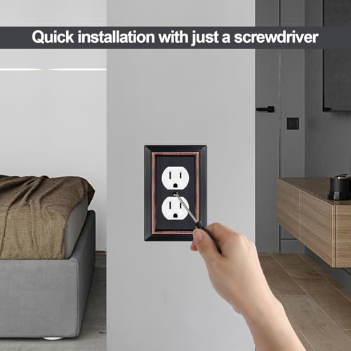 Metal Wall Plate for Electrical Outlets, Outlet Covers Wall Plate, 6 Pack - size: Duplex Outlet